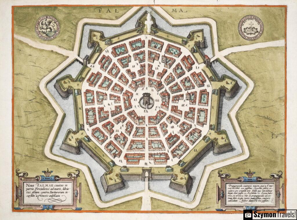 Map of Palmanova in 1593 by Joris Hoefnagel
