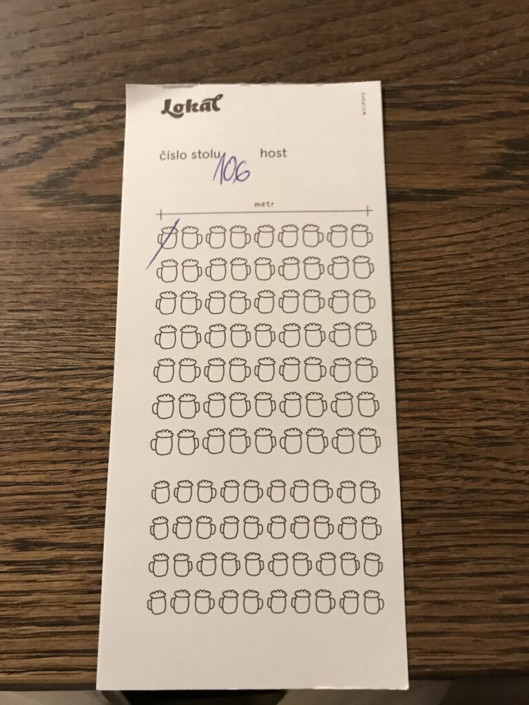 Zapis zamówień Lokál U Caipla, Brno, Czechy Zapis zamówień Lokál U Caipla, Brno, Czechy