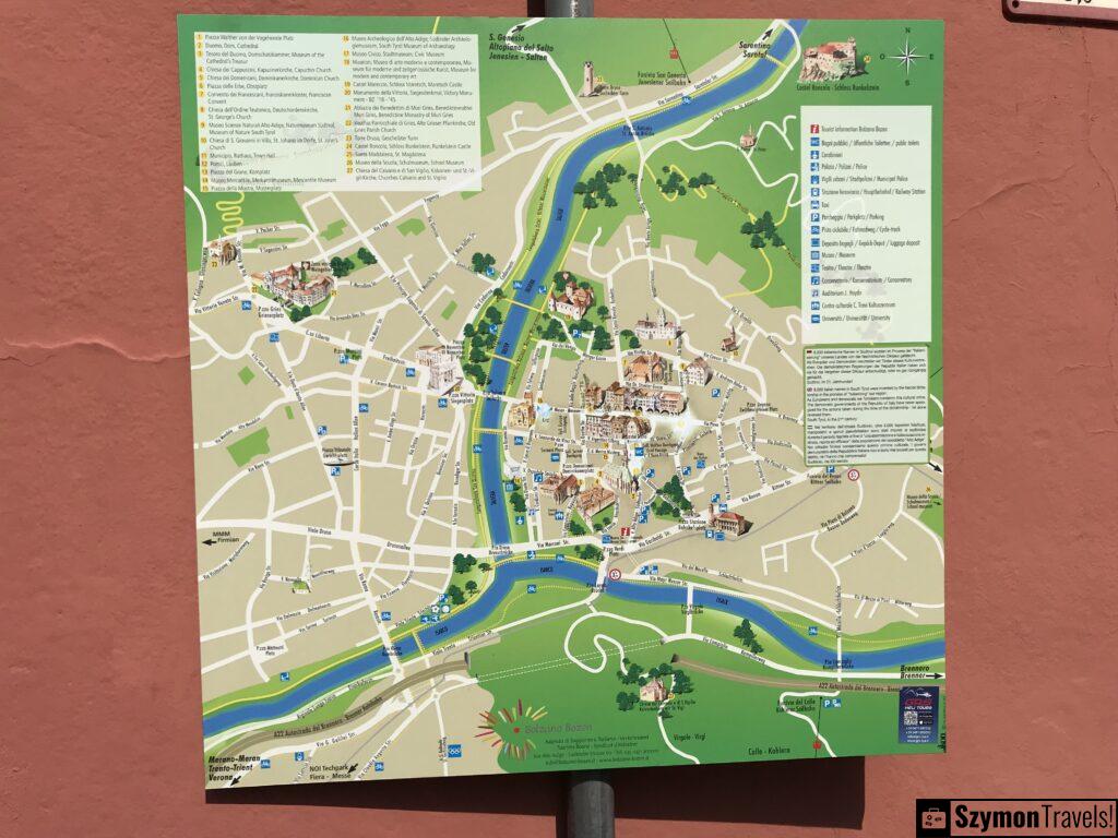 Mapa turystyczna uliczna w Bolzano, Włochy Mapa turystyczna uliczna w Bolzano, Włochy