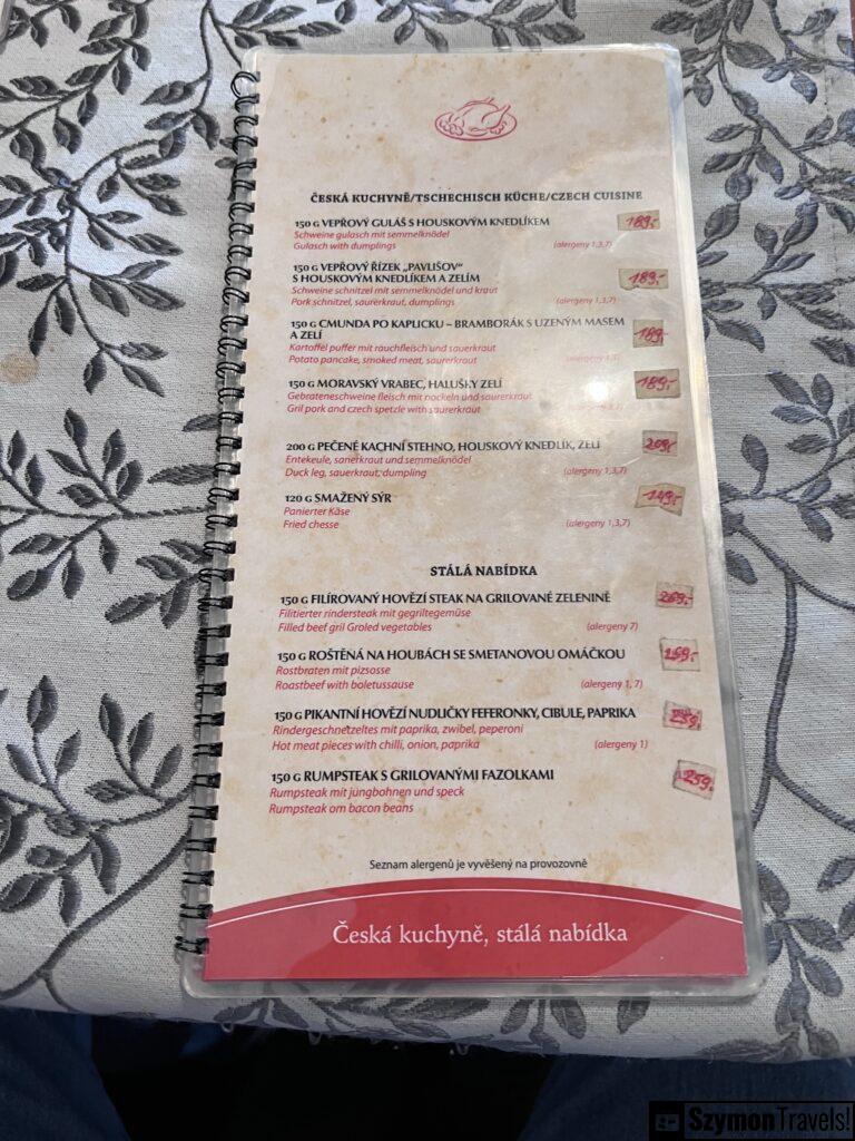 restaurace u slovana menu