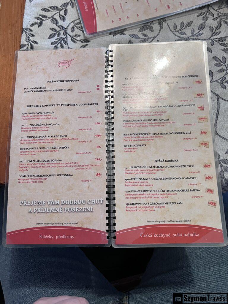 restaurace u slovana menu