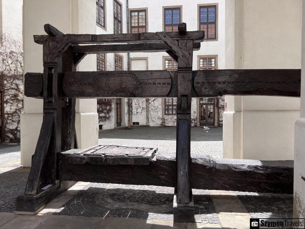 wooden structure in the courtyard of Mikulov Castle