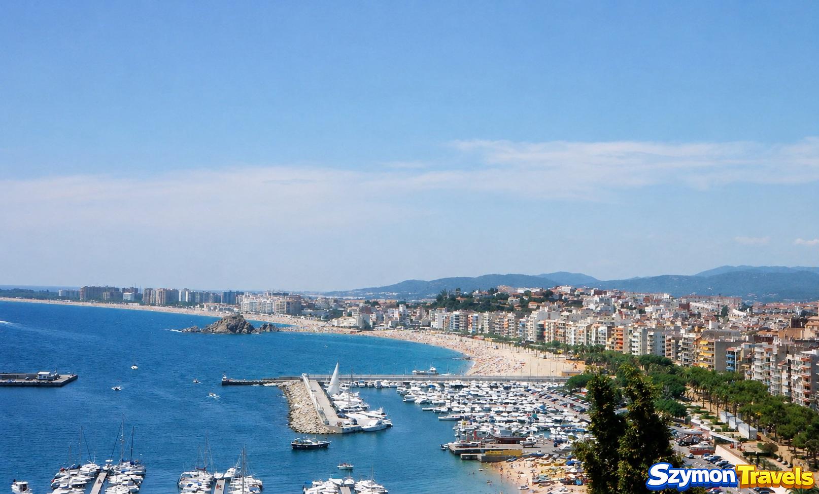 Port i plaża Blanes widziane ze wzgórza Castell de Sant Joan podczas podróży w 2001 roku