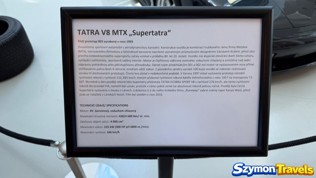 Tablica techniczna MTX Tatra V8 Supertatra