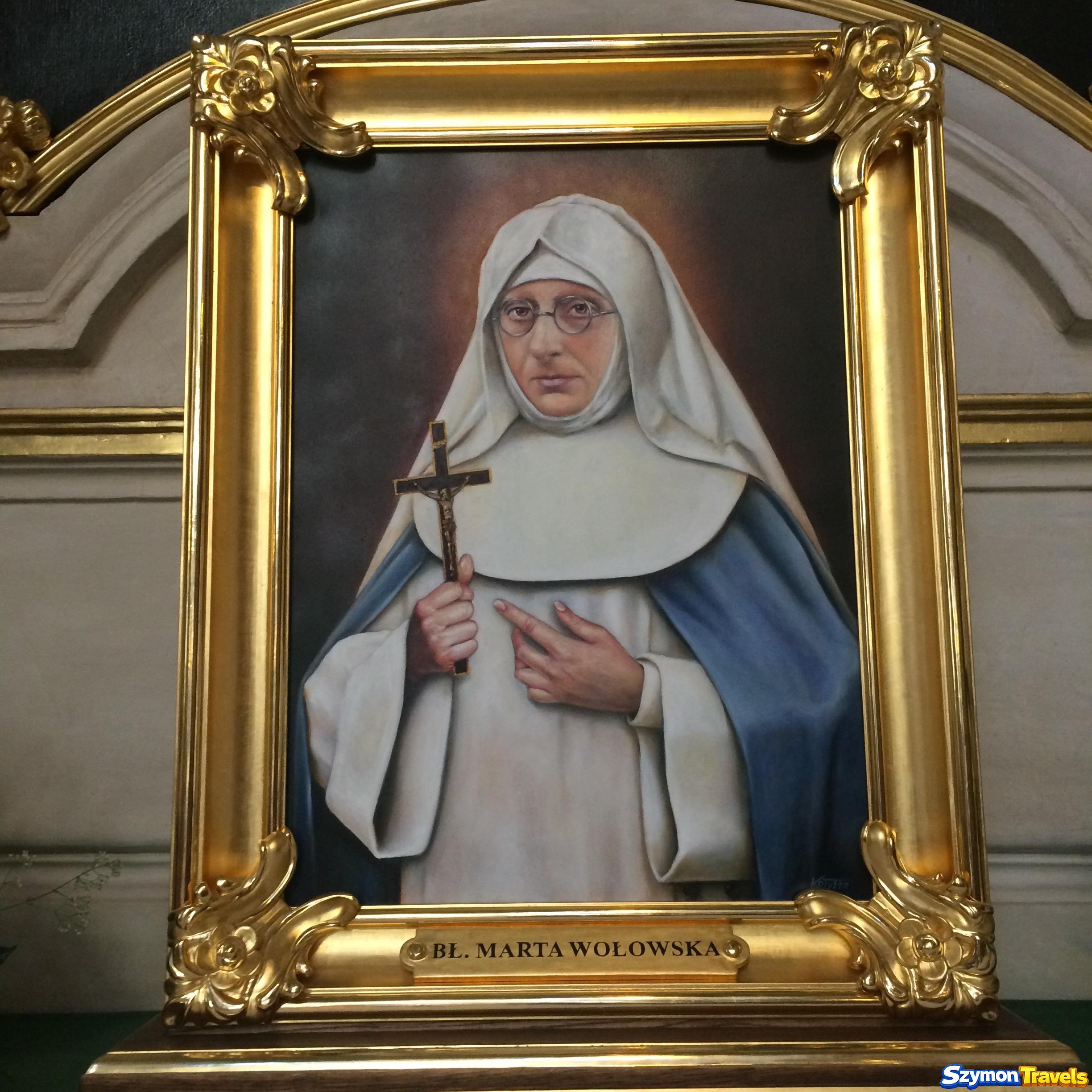 Portret błogosławionej Marty Wołowskiej we wnętrzu kościoła pobrygidkowskiego w Lublinie