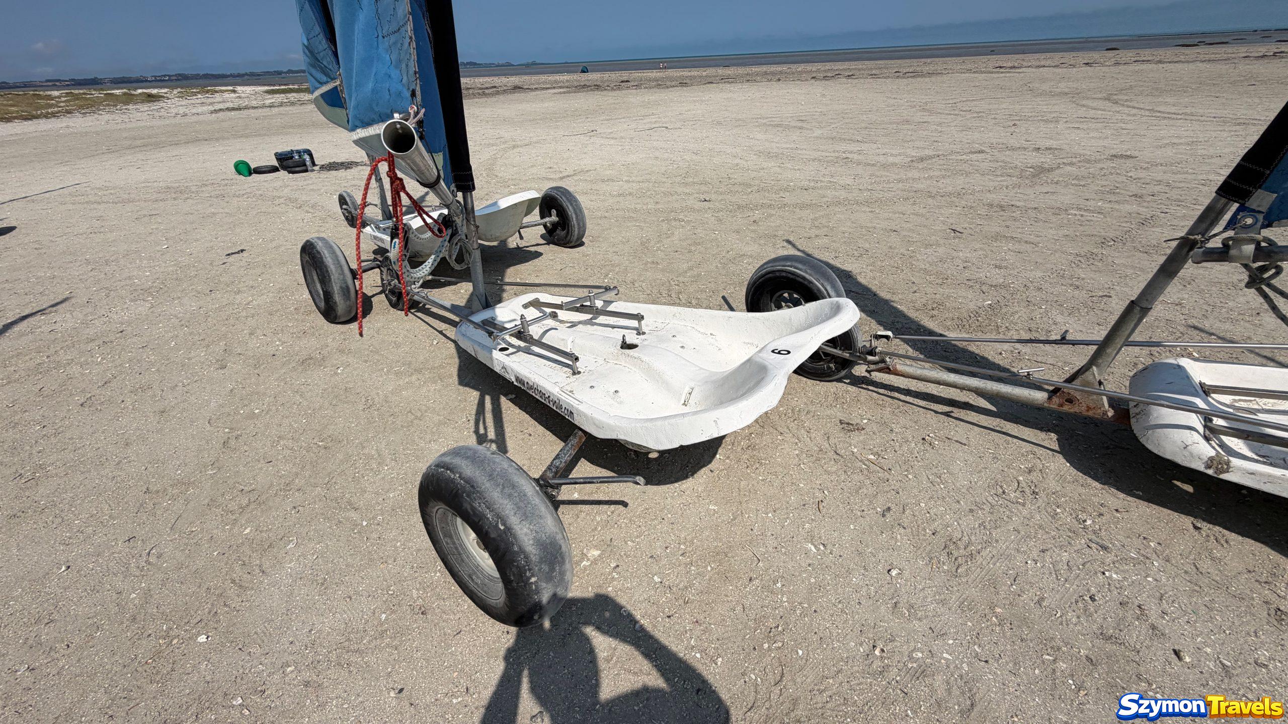 Jak wygląda char à voile? Trójkołowy char à voile Avel – konstrukcja żaglowozu na plaży w Hirel