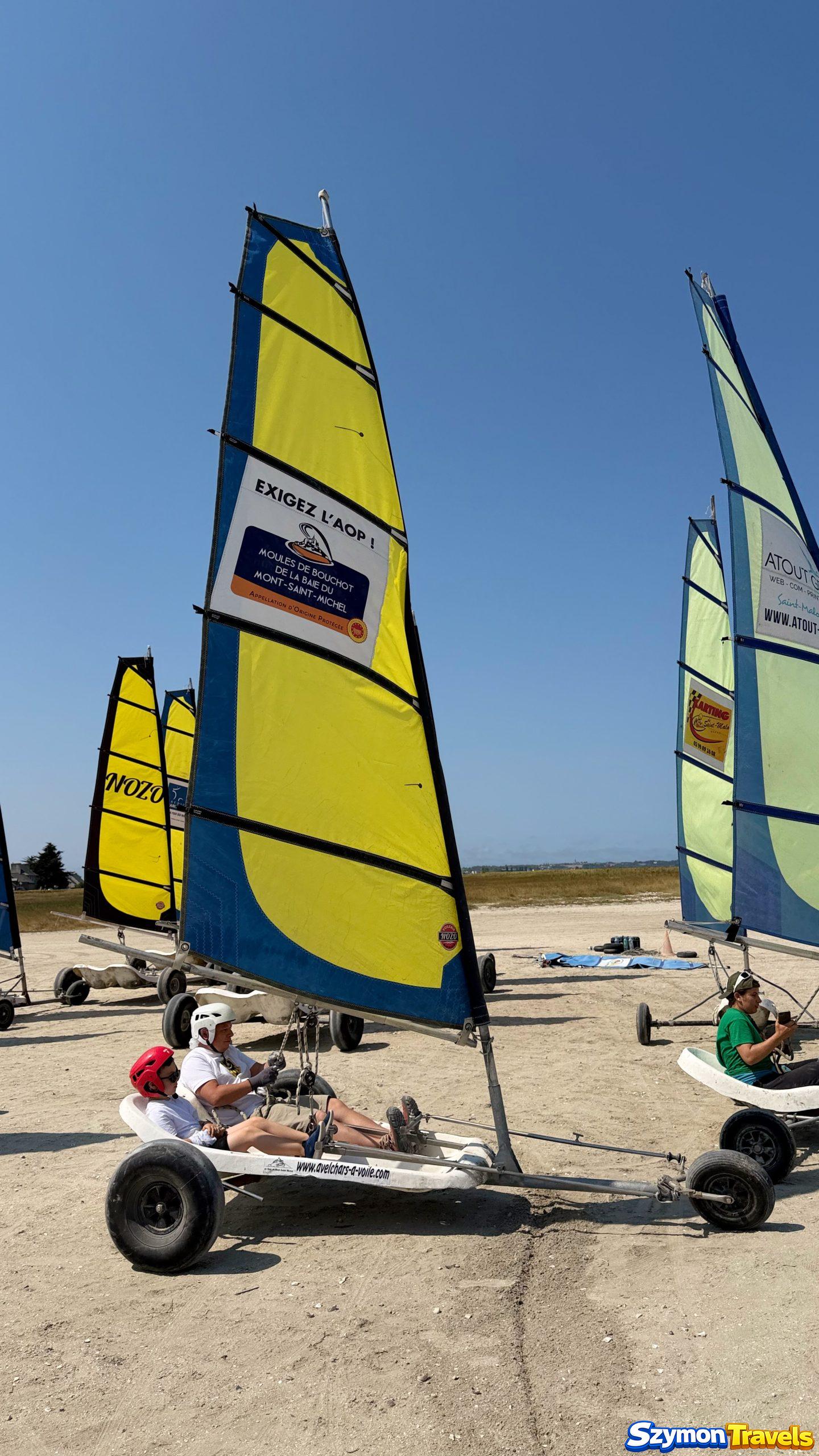 Pierwszy raz char à voile Pierwsza rodzinna jazda dwuosobowym char à voile Avel w Hirel