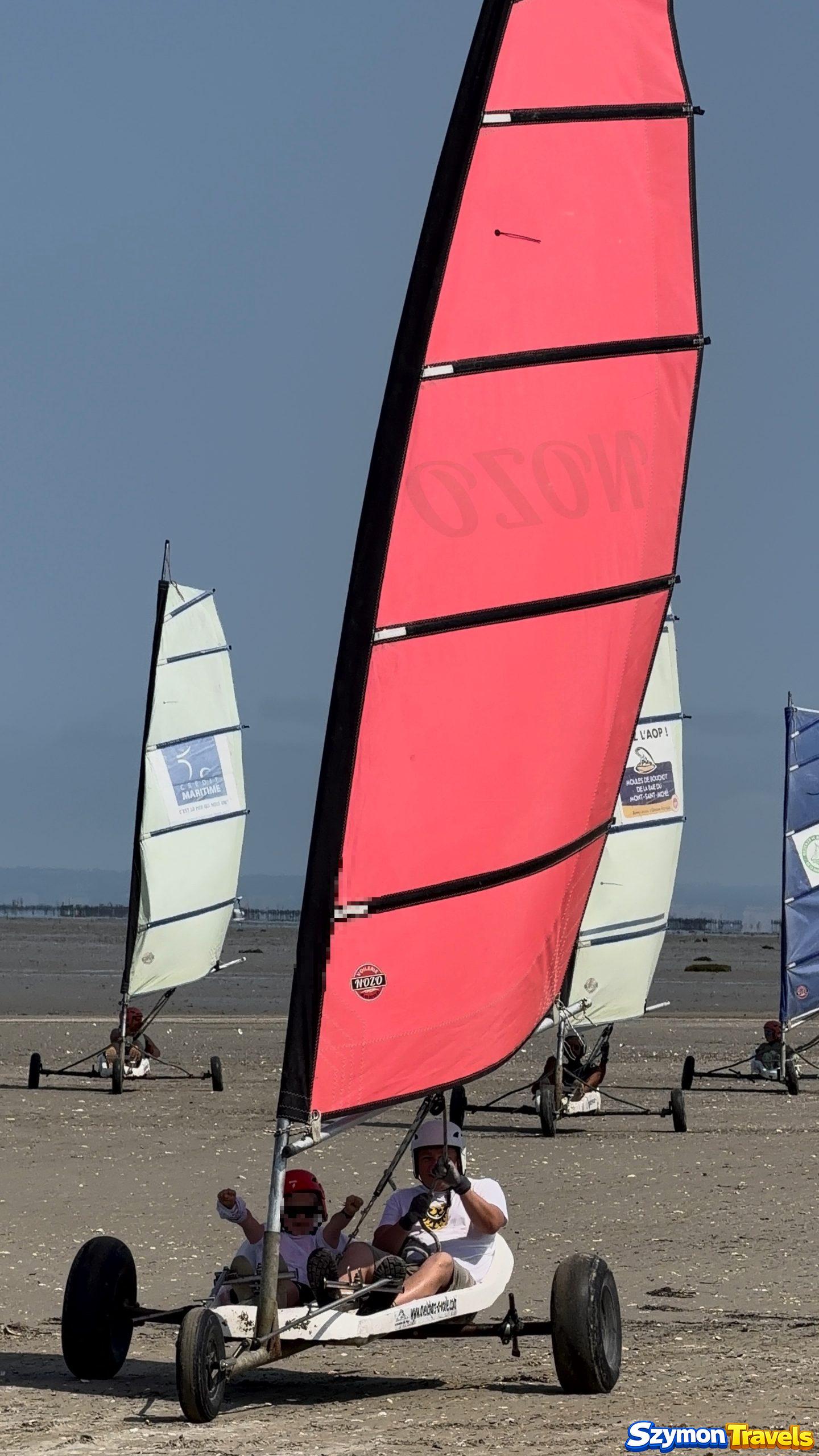 Char à voile w Hirel – jazda żaglowozem po zatoce Mont-Saint-Michel