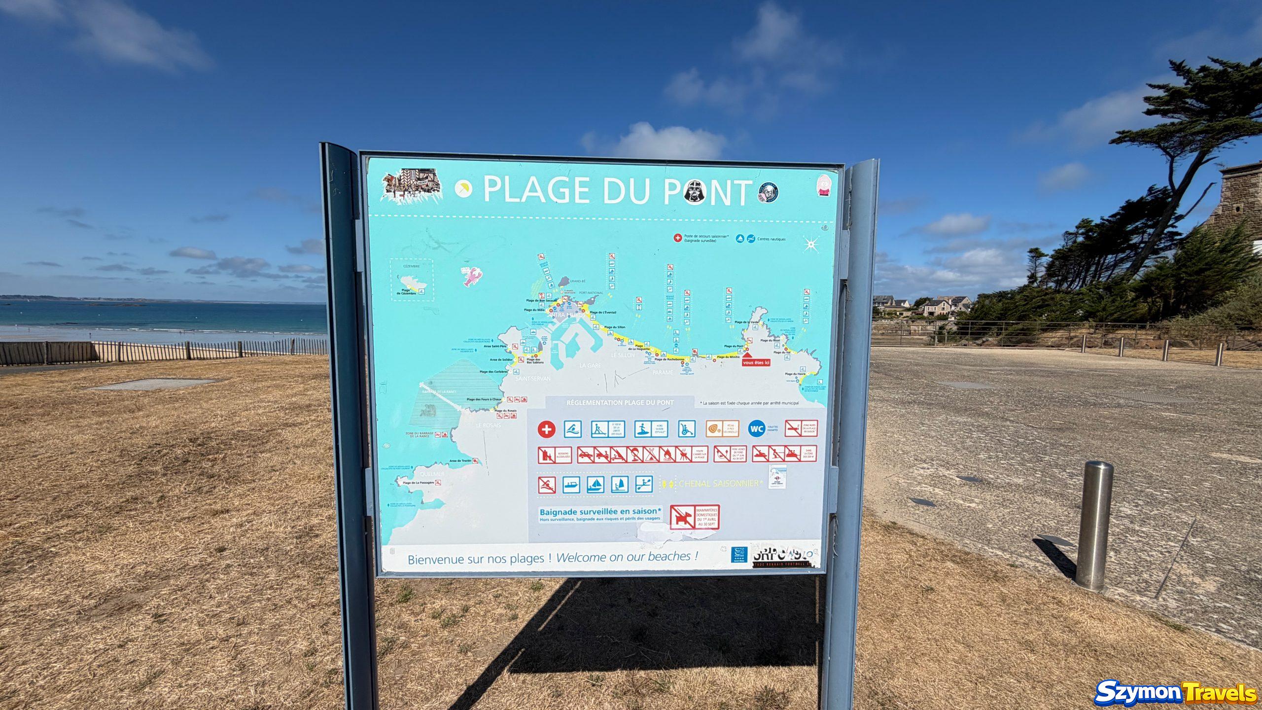 Oficjalna tablica informacyjna Plage du Pont w Saint-Malo